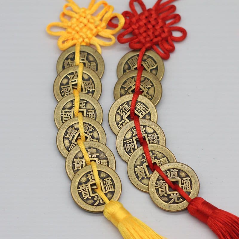 Thick Pure Copper Coins, Five Emperor Coins, Six Emperor Coins Pendant, Chinese Knot Antique Coin Ornament, Various Sizes at String Price