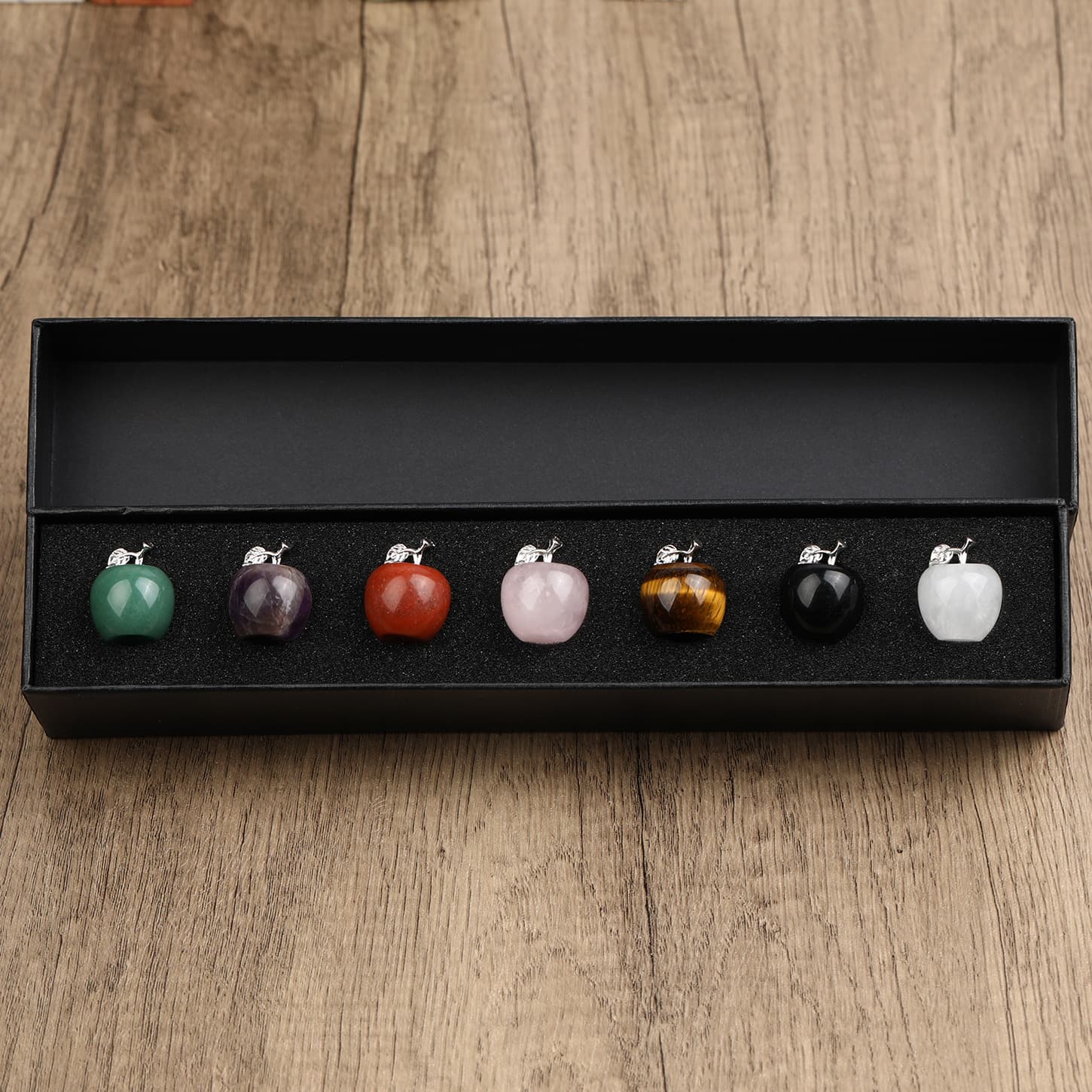 Natural Crystal Seven-Color Crystal Apple Office Desk Decoration Multicolor Peace Night Christmas Holiday Gift Ornament
