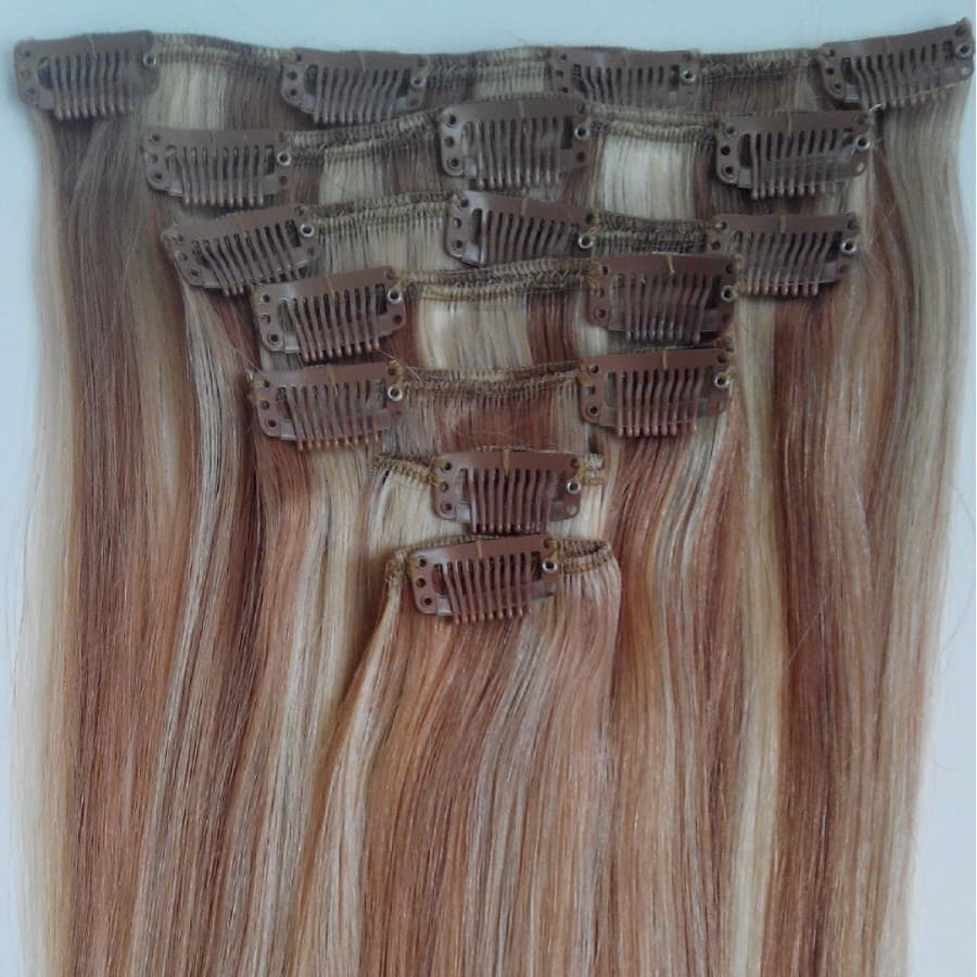 Shunfa Real Human Hair Clip-In Hair Mixed Color Clip-In Hair Extensions Braided Hair Clip-In Extensions