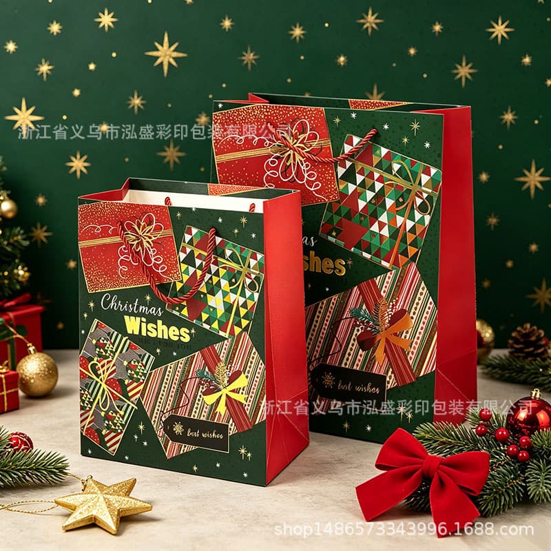 Cross-border Christmas gift bag paper bag bouquet gift packaging bag Christmas tree gift portable gift bag gift bag