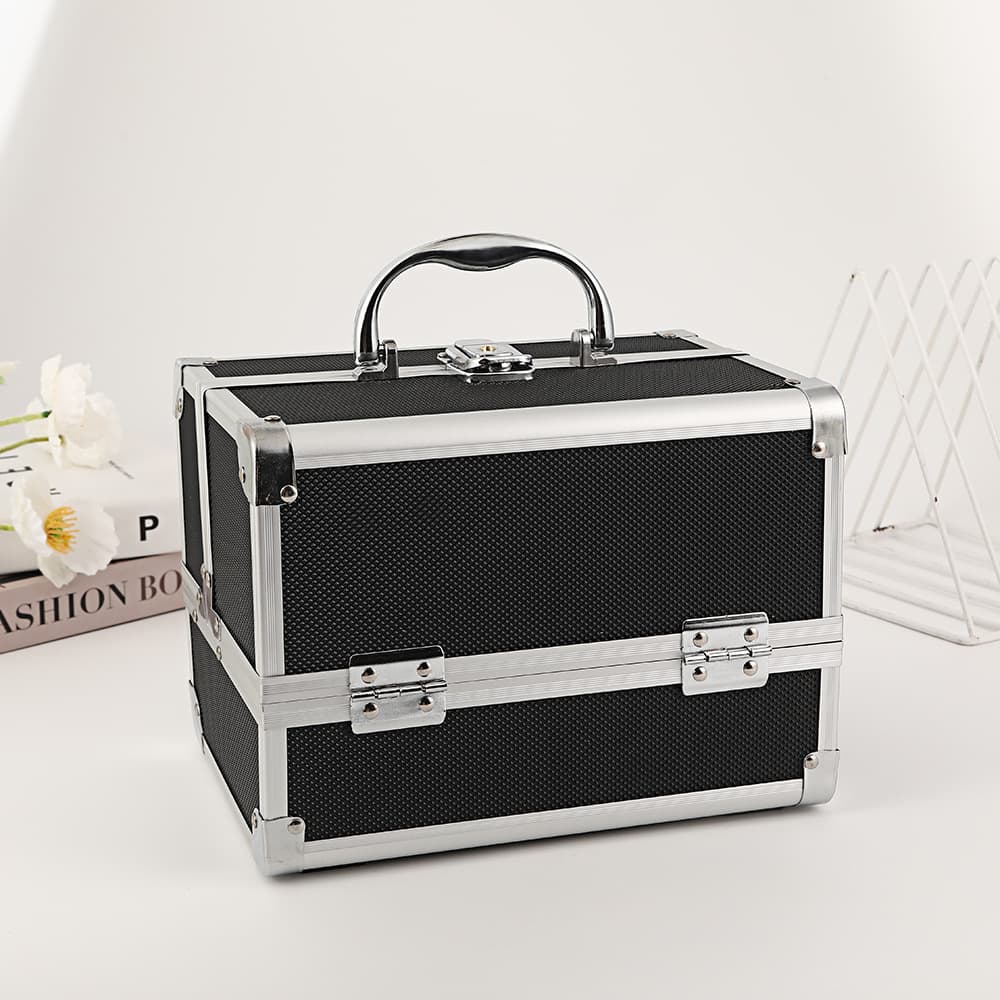 Cross-border Diamond Pattern Aluminum Alloy Beauty Box Wedding Makeup Artist Portable Cosmetic Box Night Market Manicure Multi-layer Storage Box