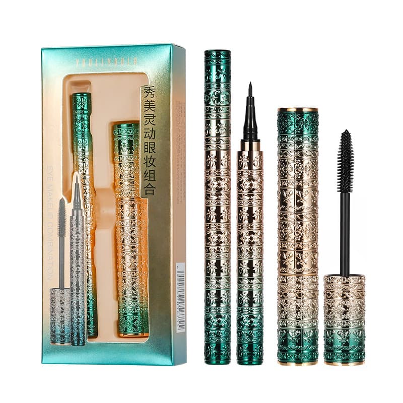 Mascara Eyeliner Engraved Retro Chinese Style Waterproof Lengthening Volumizing Curling Mascara Cosmetics Wholesale