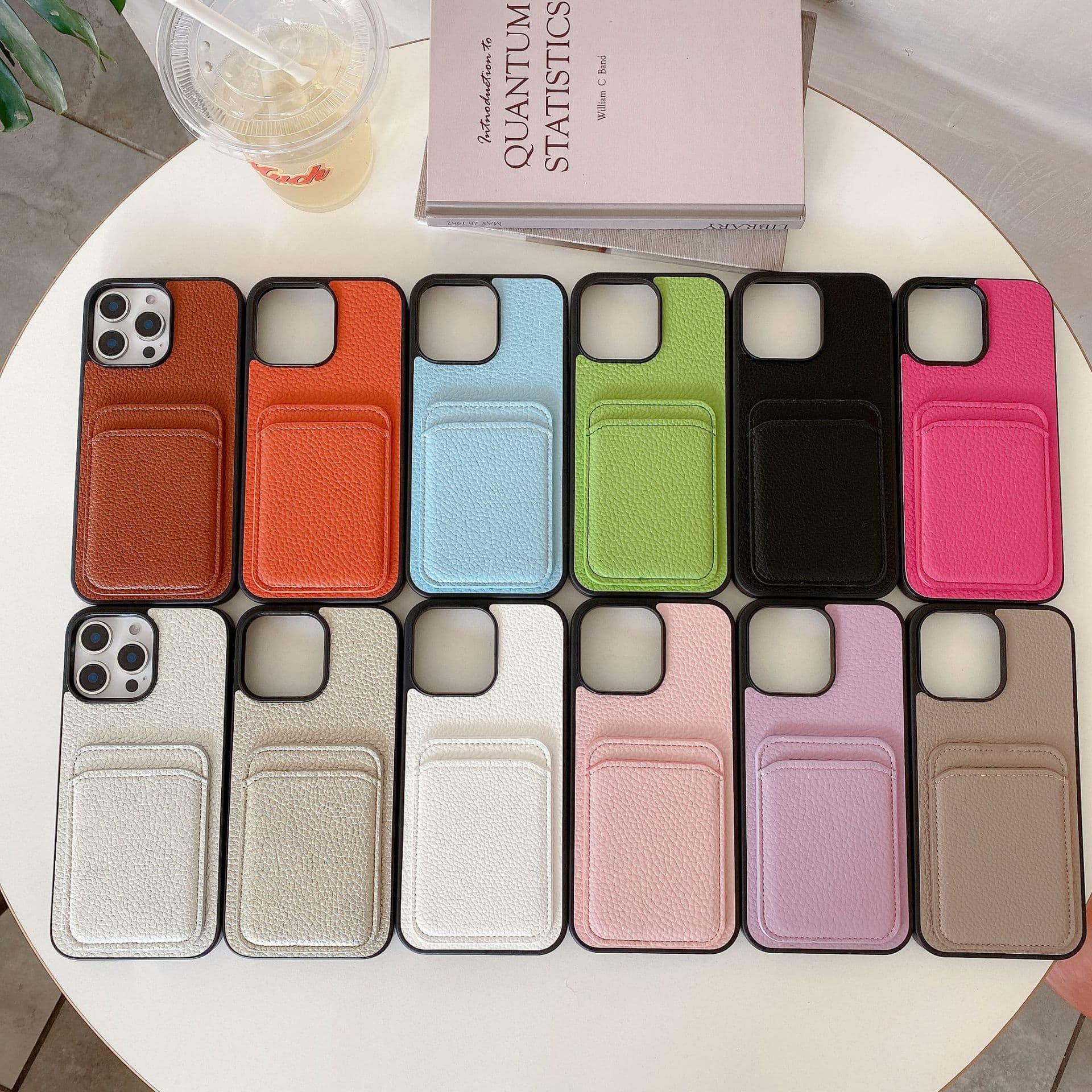 Compatible with iPhone 17 Pro, Lychee Grain Z Genuine Leather Texture Card Slot Phone Case 13/14/15 Trendy Brand iPhone
