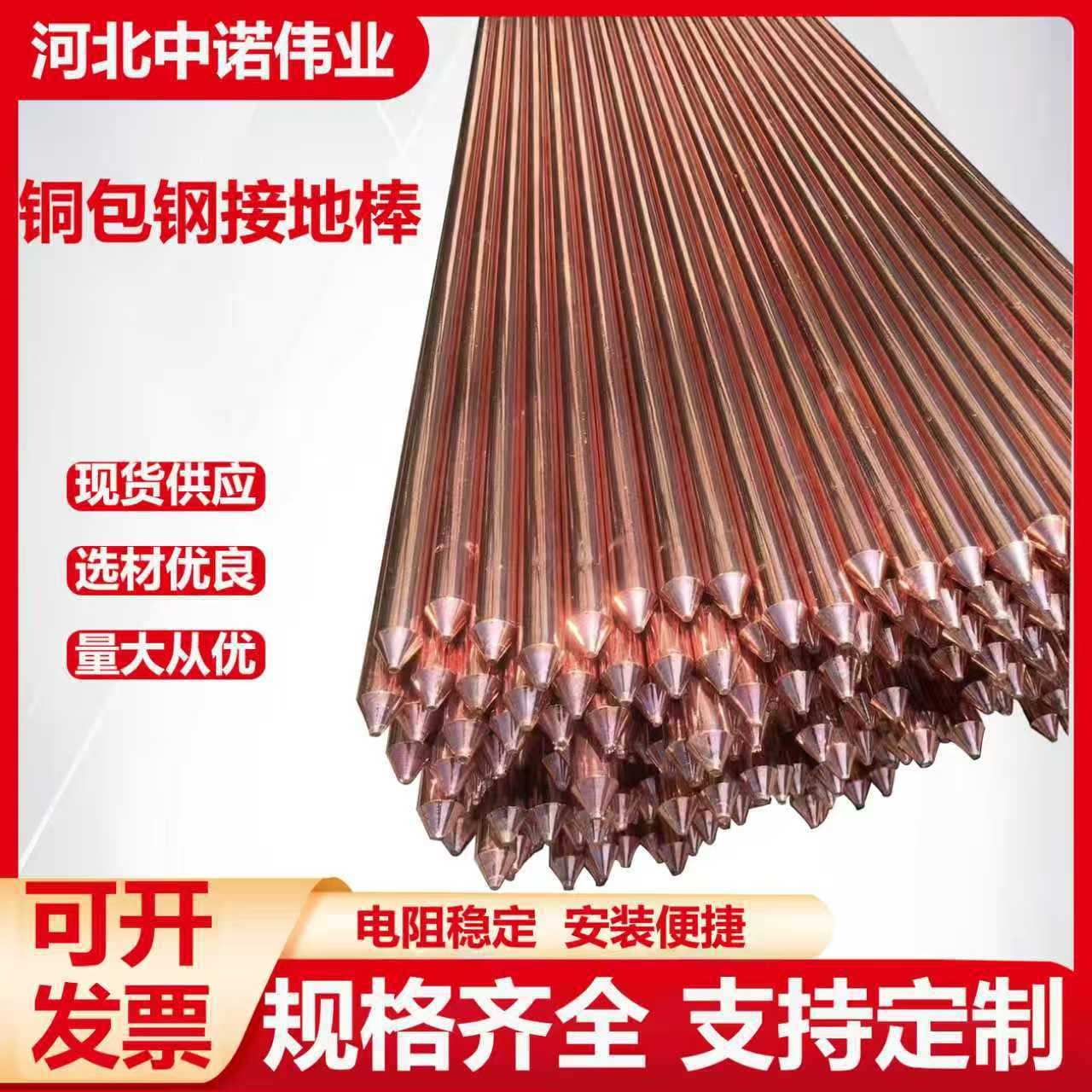 Electroplated Copper-Clad Steel Ground Rod Railway Copper-Plated Lightning Protection Ground Electrode Photovoltaic Power Grounding Copper-Clad Steel Ground Rod