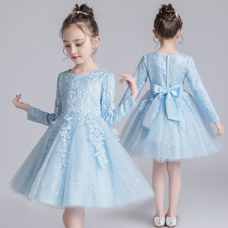 Girls' Princess Dress, Autumn White Fluffy Tulle Gown, Flower Girl Wedding Dress, Runway Show, Piano Performance Dress, Stylish Dress