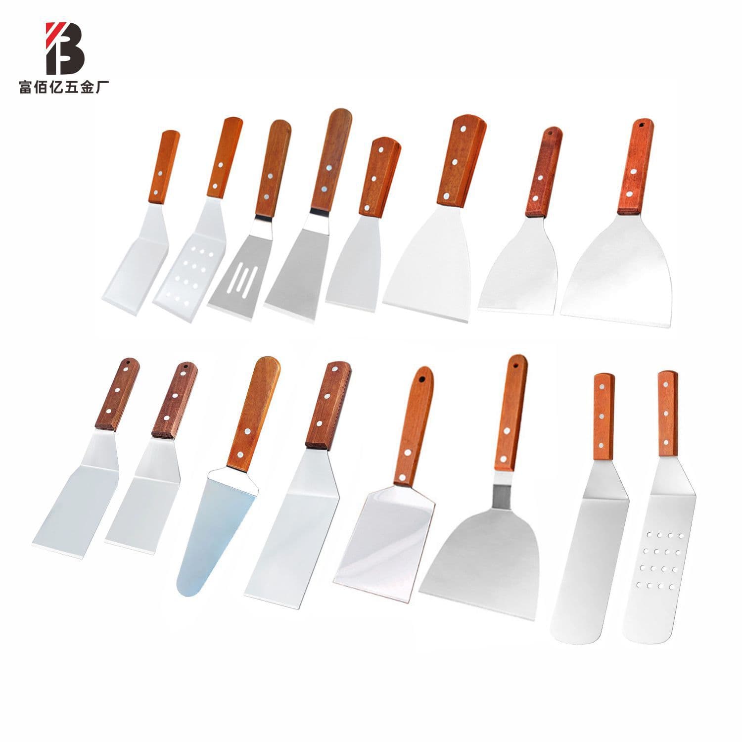 Manufacturer's Stainless Steel BBQ Spatula Set, Outdoor BBQ Turner, Slotted Spatula, Three-Sided Spatula, Steak Turner, Cooking Tool