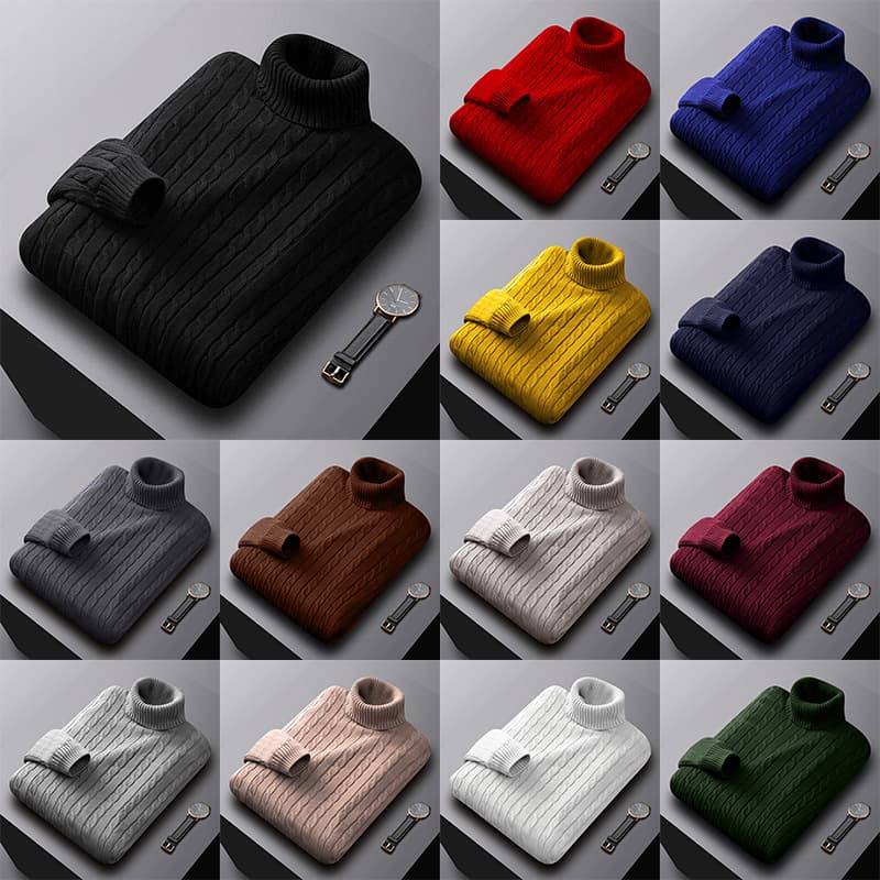 Export Solid Color Sweater Men's High Neck Jacket Trendy Korean Loose Oversize Casual Versatile Knitted Pullover
