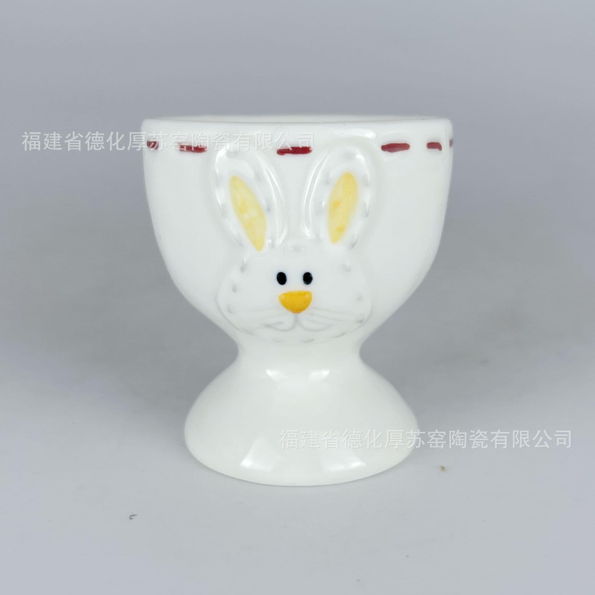 Custom Easter Bunny Embossed Pattern Egg Cup White Ceramic Tray Export Home Egg Holder