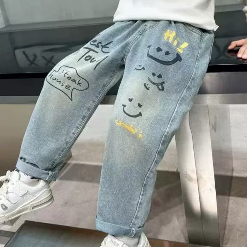 New Children's Jeans Spring/Autumn Long Pants Baby Toddler Kids Loose Casual Trendy Pants