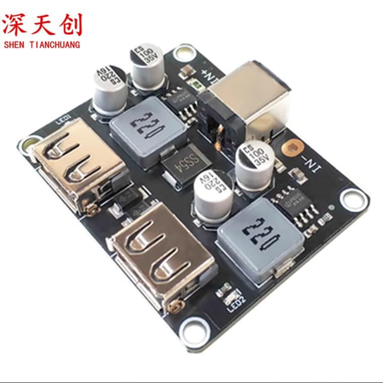 2-way fast charging buck module 12V24V to QC3.0 fast charging dual USB charging board supports Apple Huawei FCP