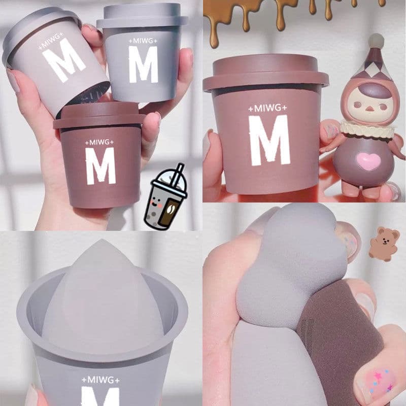 Coffee Can Beauty Blender Dual-Use Wet Dry Makeup Sponge Ultra Soft Non-Absorbent Expands on Contact with Water Cosmetic Egg