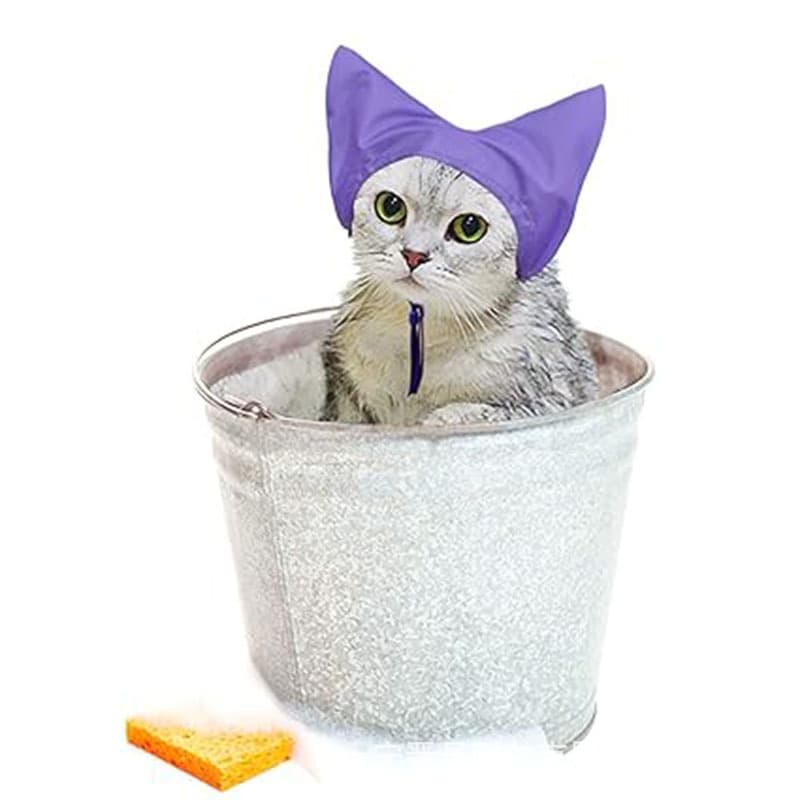 Cross-border cat waterproof bath cap, cat swimming ear protection waterproof hood, bath anti-water entry head cover