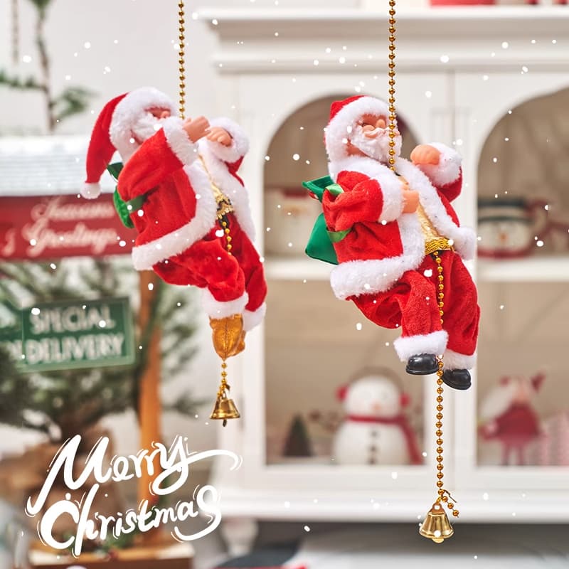 Christmas Decoration Ambiance Scene Setup Tree Ornament Santa Claus Climbing Rope Toy Hanging Piece Wall-Climbing DIY Decoration