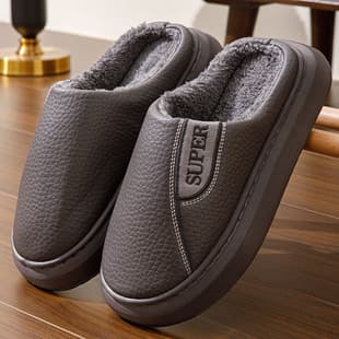 Winter Cotton Slippers Men's Extra Large Size 2024 New Home Indoor Anti-Slip Warm Cotton Shoes with Fleece Thick Sole