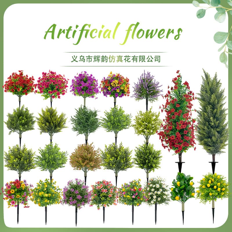 In Stock Amazon Hot Selling Violet Eucalyptus Ground Stake Courtyard Decoration Spring Summer Outdoor Home Artificial Greenery