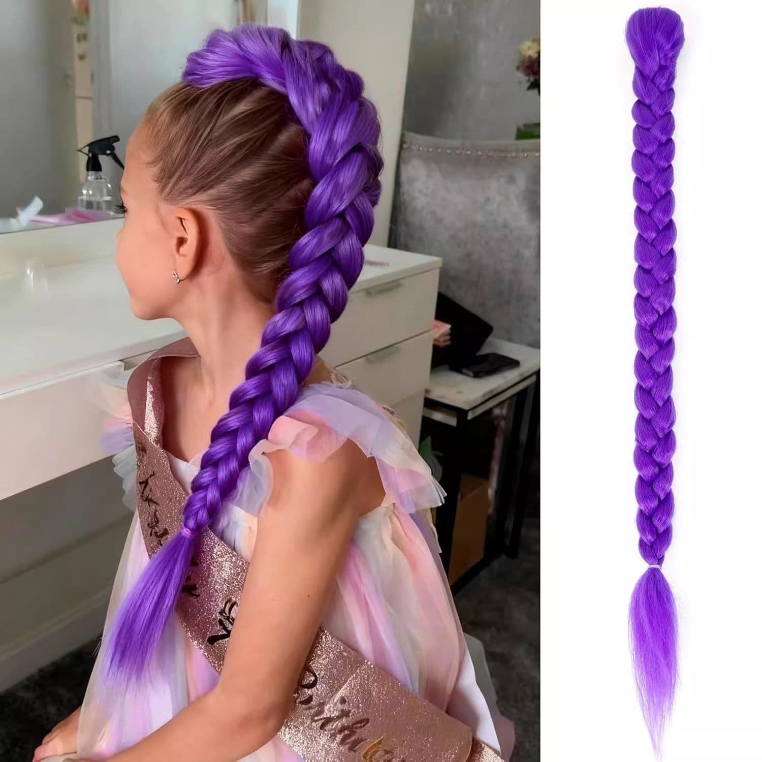 Witch Hunters Lumi Same Style Wig Cosplay Purple Braided Ponytail Fashion Kids Wig