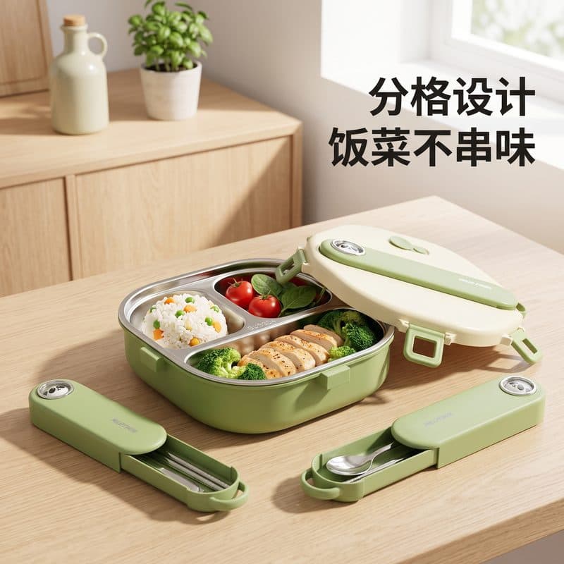 PP silicone sealed children's lunch box, portable lunch box for primary school students, easy to clean, convenient for going out, compartments, leak-proof and no odor