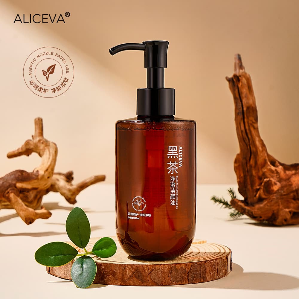 ALICEVA Black Tea Purifying Cleansing Oil for Face, Lashes, and Eyes, Gentle Makeup Remover