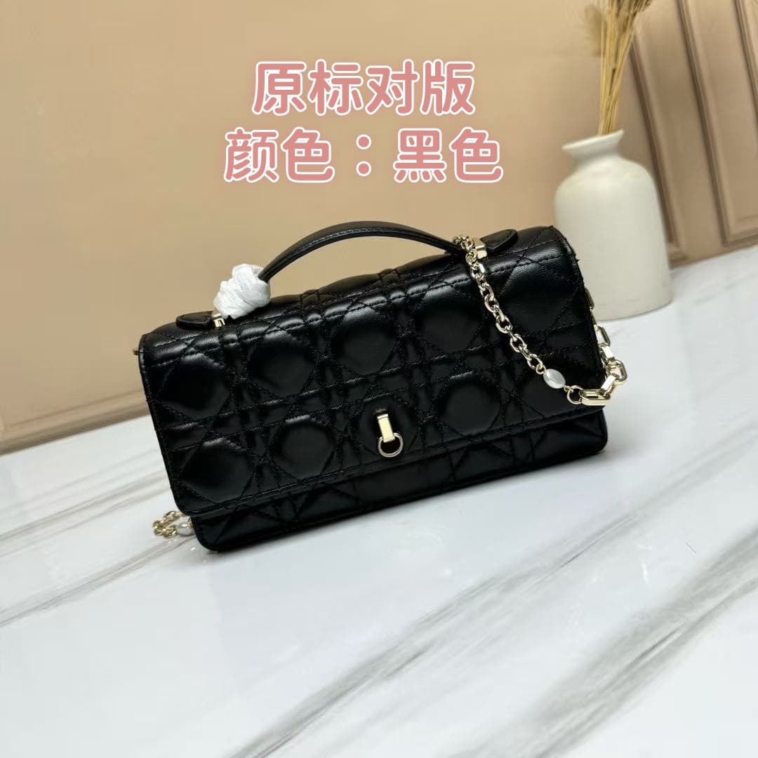 Chanel-style Genuine Leather Quilted Chain Bag, High-End Wine Red Bridal Bag, Lady Dior Handheld Shoulder Crossbody Small Square Bag