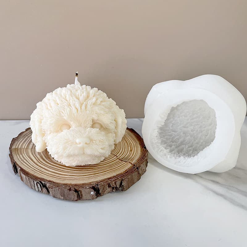 Teddy Bear Head Wax Scented Candle Silicone Mold DIY Teddy Dog Baking Mousse Chocolate Ice Cream Mold