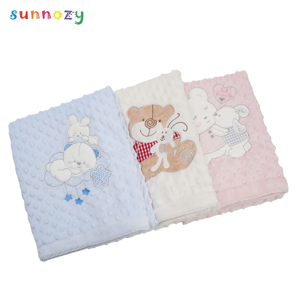 Newborn Baby Blanket 4-Season 3D Bean Fleece Soothing Infant Coverlet Constant Temperature Small Blanket