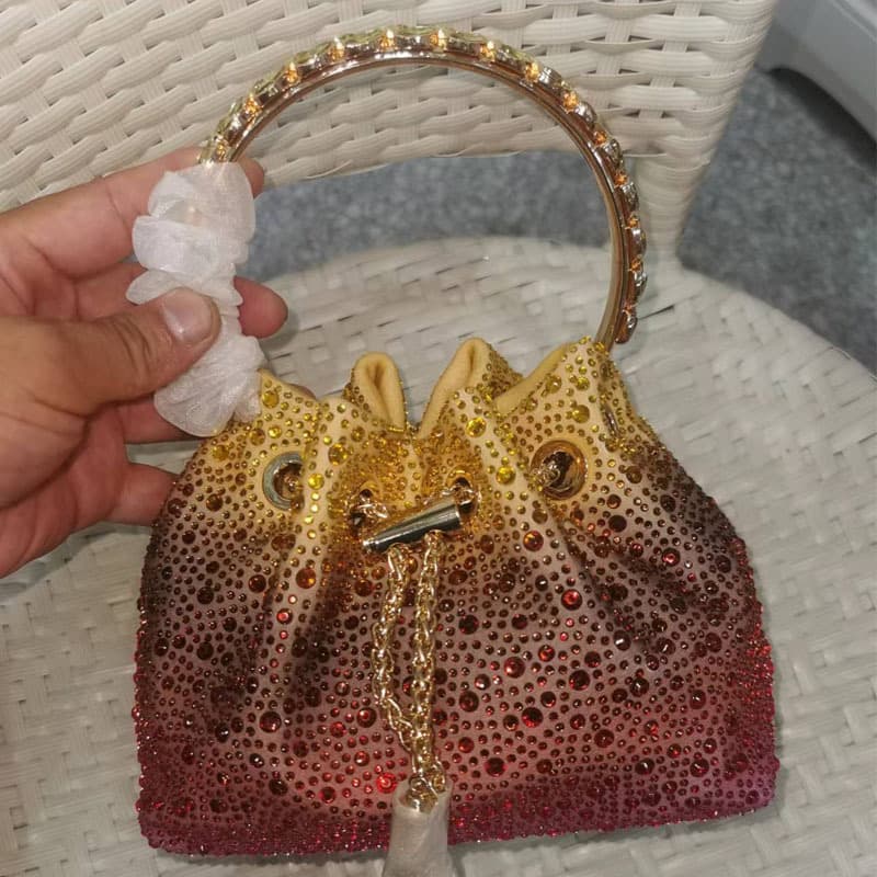 2026 Shenglu Amazon Flame Stone Bucket Drawstring Rhinestone Women's Shoulder Chain Bag
