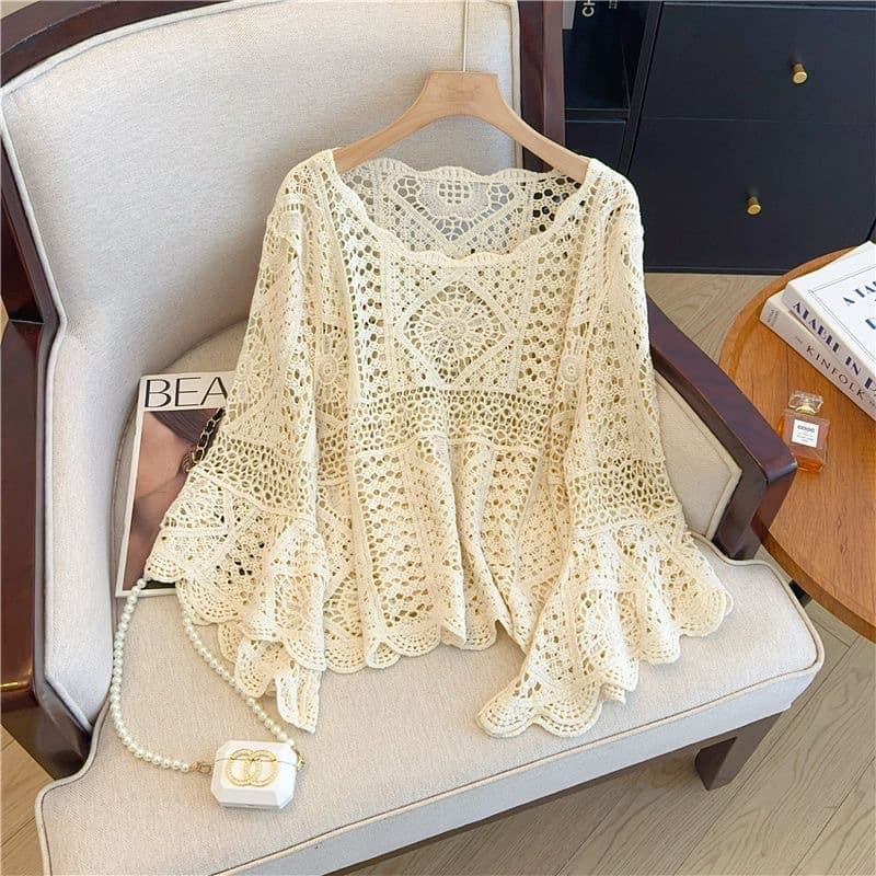 Hollow Crochet Knit Camisole Vest for Women Summer New Style Outerwear Sleeveless Top Trendy