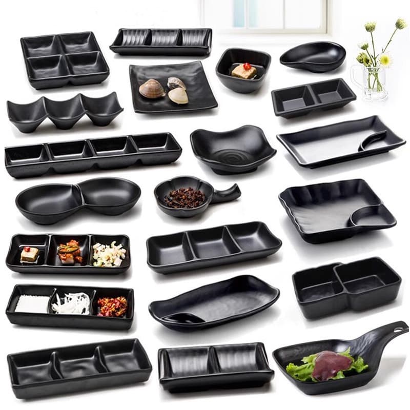 Melamine dipping sauce small plate snack dish plate two, three or four multi-grid condiment dish barbecue barbecue hot pot dish home