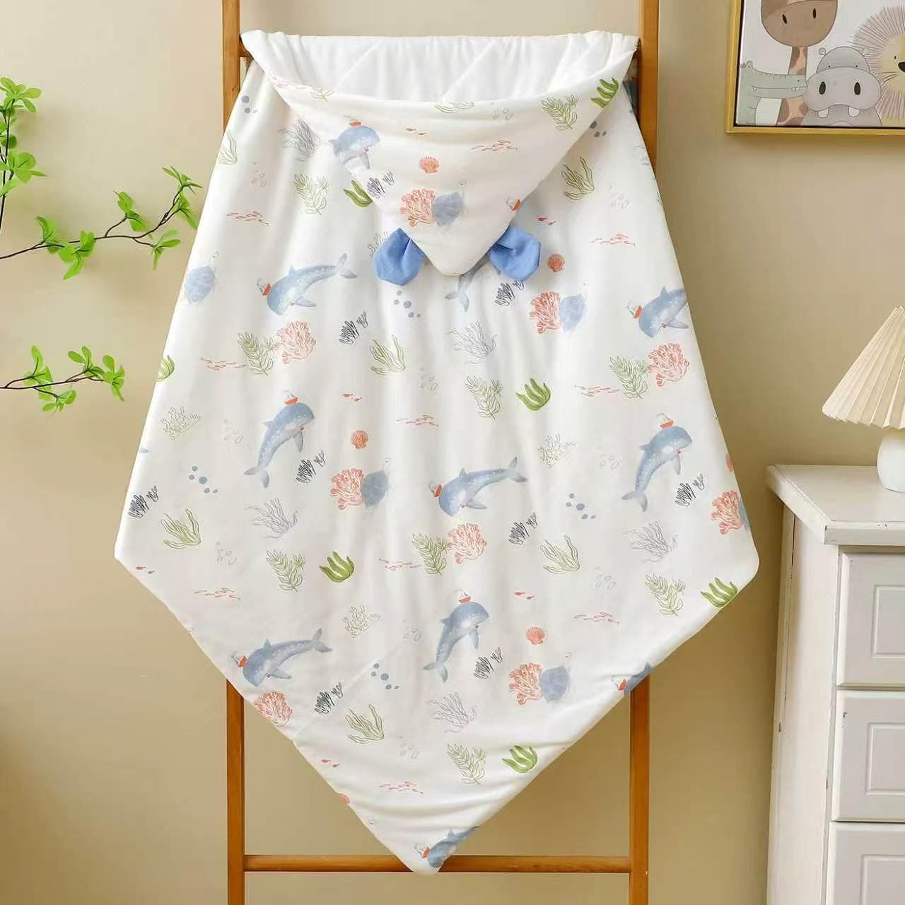 Baby Swaddle Blanket Newborn Four Seasons Knitted Pure Cotton Wrap Infant Hospital Birth Essentials Autumn Winter Outdoor Swaddle