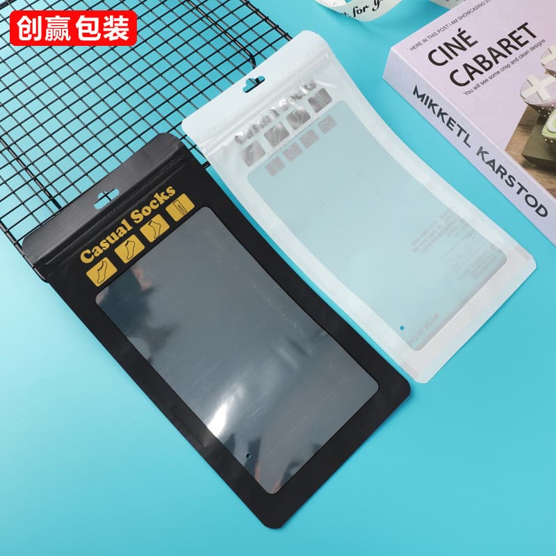 High-end men's and women's sock bags, white long and short sock bags, zip-lock plastic bags for stockings, sock packaging bags in stock.