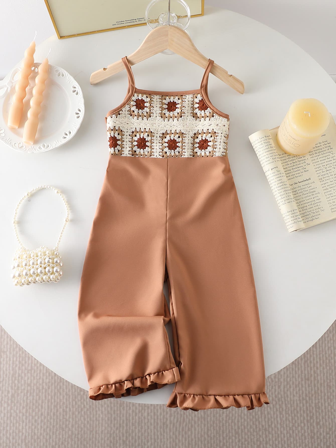 Jumpsuit, Woven Floral Pants, Fashion Crochet, Summer Camisole, European-American Kids Pants, Floral Jumpsuit, Girls' Romper