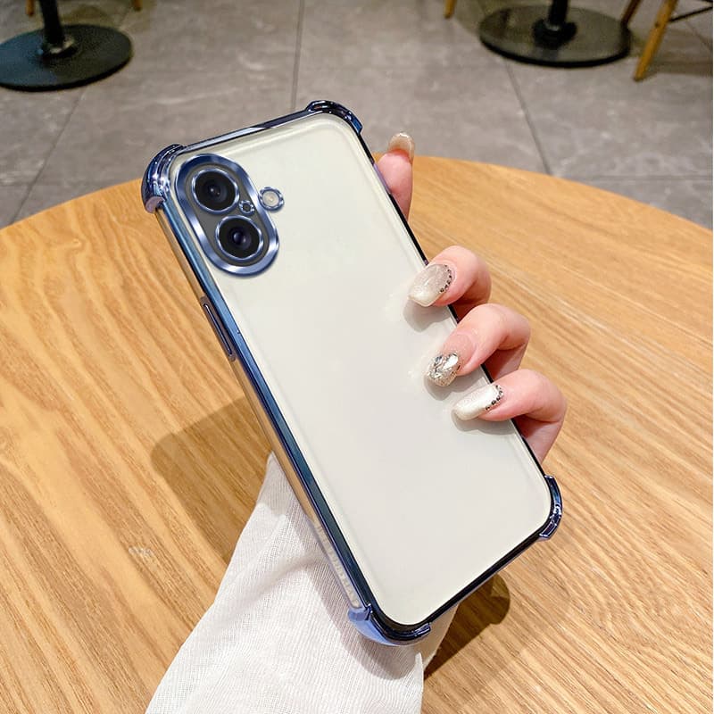 Compatible with iPhone 17 Four-Corner Phone Case, Apple 15 Pro Electroplated 14 Plus Transparent Soft Gel 16e Protective Cover XS