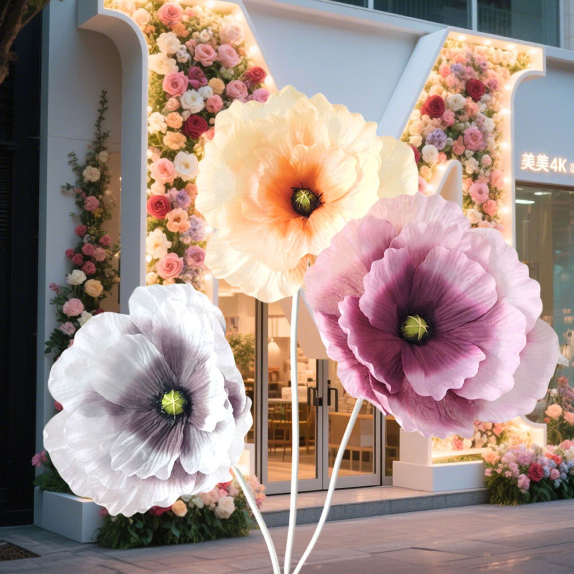 Large Handmade Poppy Flower, Big Artificial EVA Flower, Fake Flower, Factory Wholesale, Mall Event Decoration