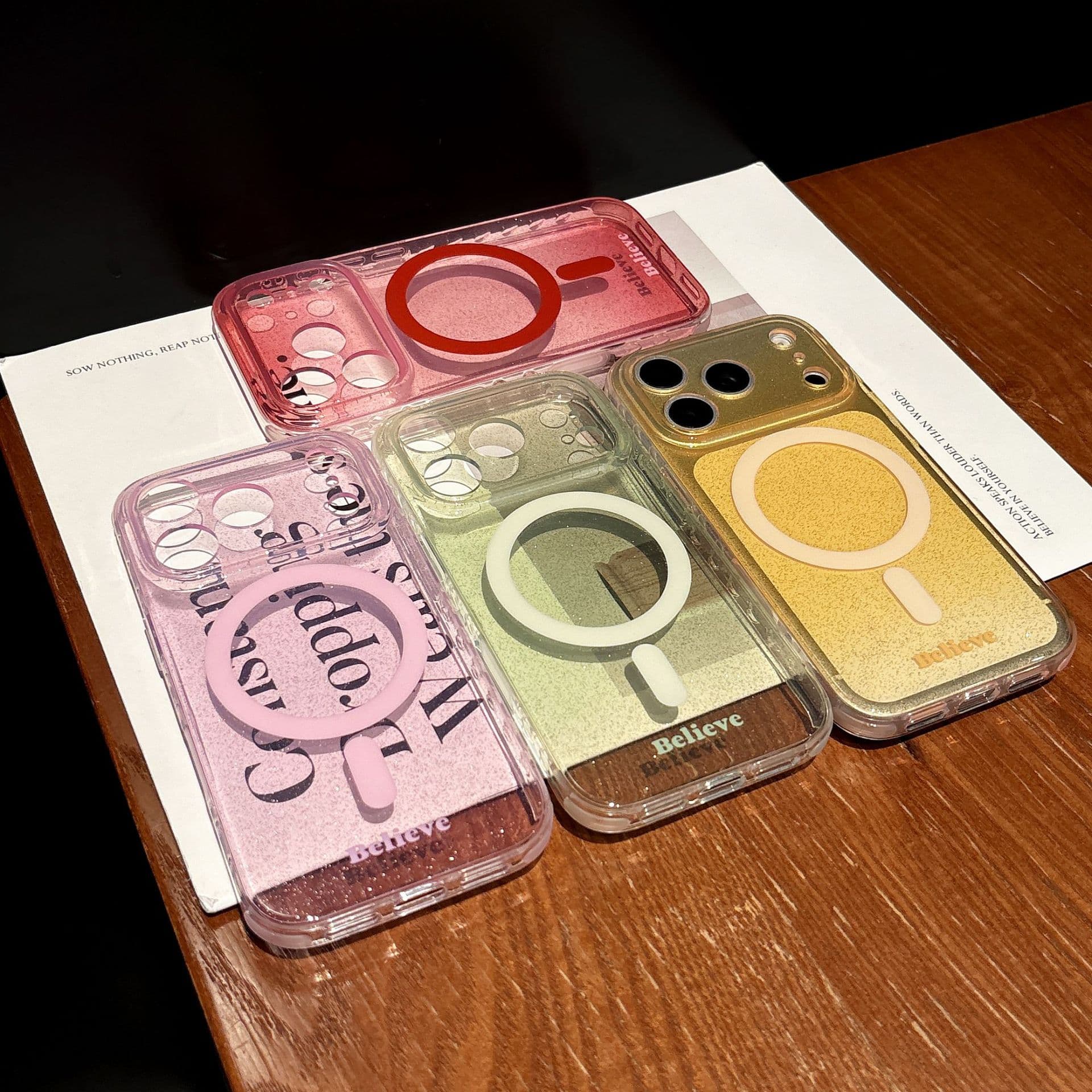 Gradient Glitter Magnetic Phone Case for Apple iPhone 17 Pro Max, iPhone 16 Pro Max, New 15 Pro for Women