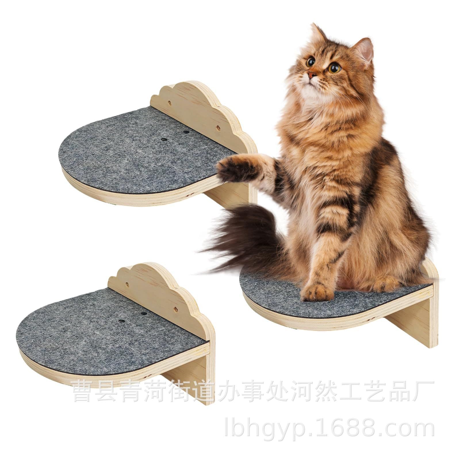 Wooden Cat Climbing Frame Wall-Mounted Pet Stairs Toy Cat Jumping Platform Pet Habitat Climbing Frame Cat Bed