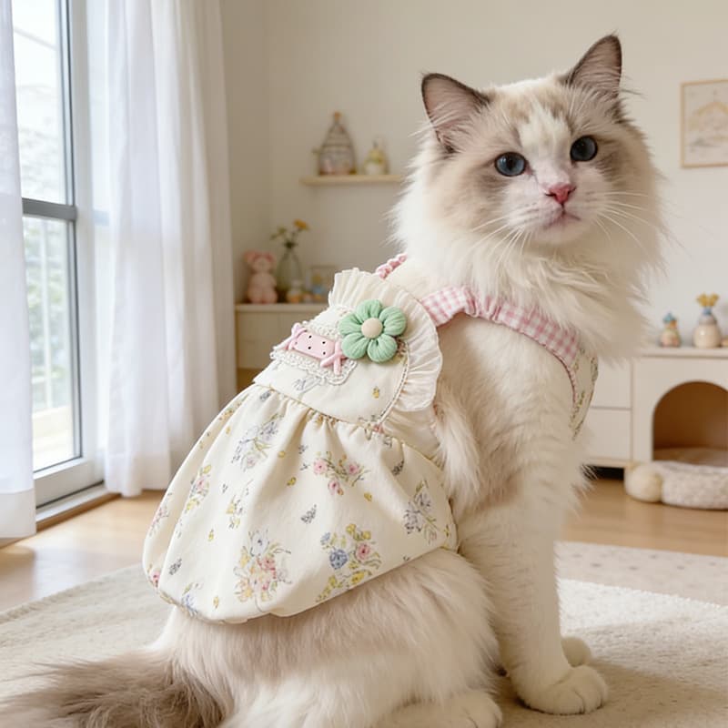 【Sample Available】Hi Kitty Pastoral Puff Pumpkin Dress Cat Princess Dress Summer Pet Floral Suspender Wholesale