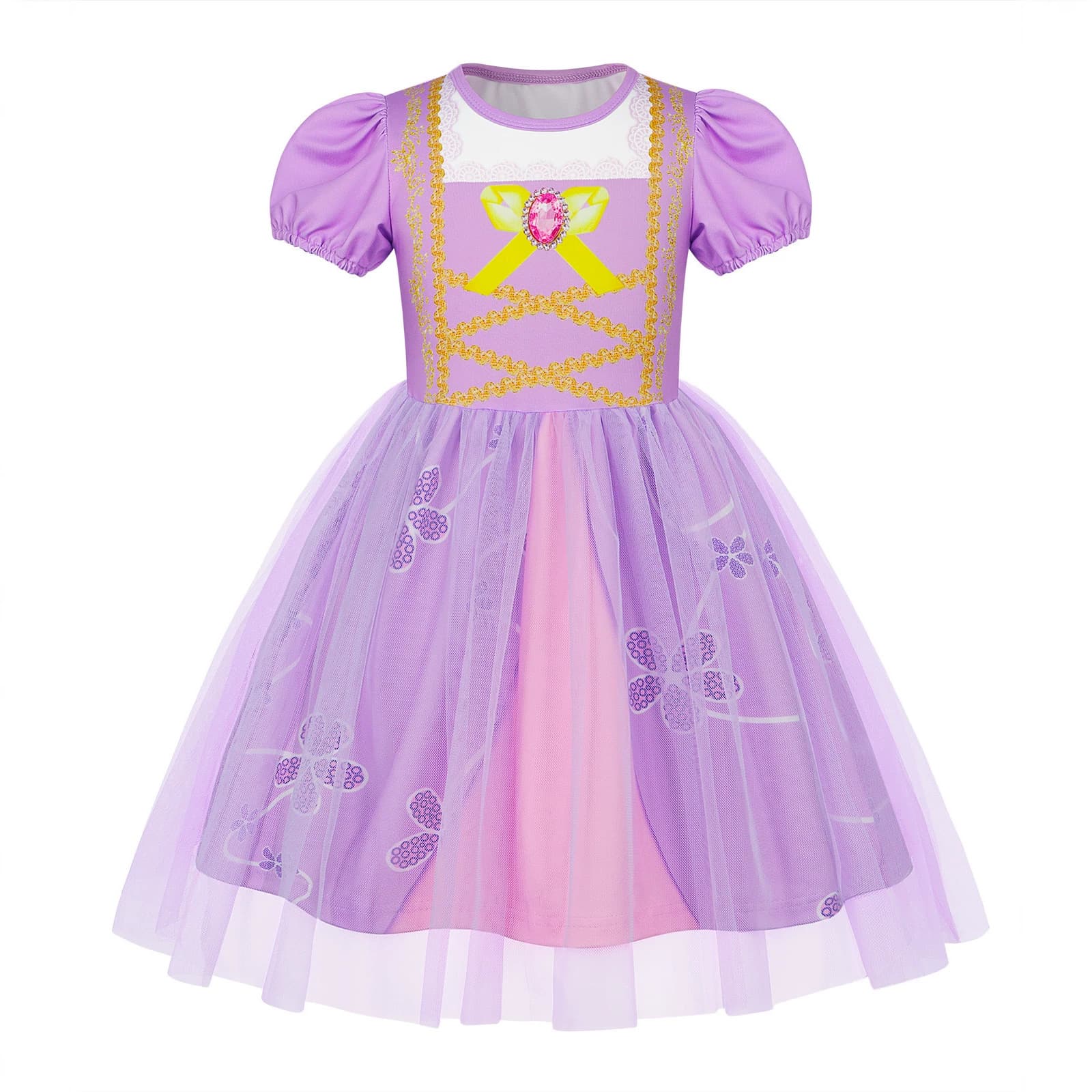 Girls Princess Sofia Dress, Girls Gown, Rapunzel Tulle Dress for Ages 3-8