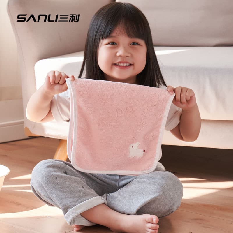 New Sanli towel absorbent coral velvet turban children's towel dry hair baby children's face towel bath towel