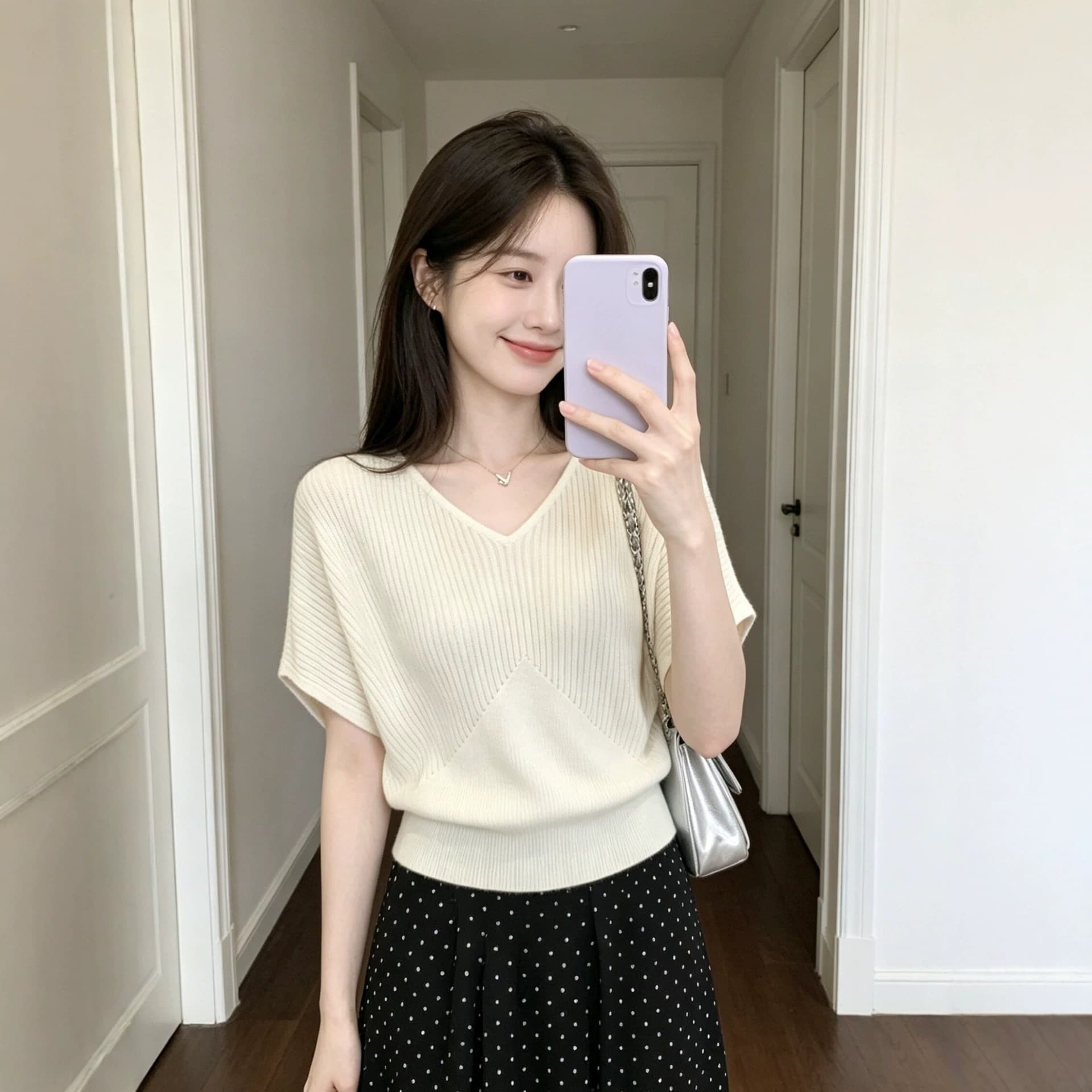 Plus Size Korean Niche Simple Style V-Neck Batwing Sleeve Knit Top for Women, Summer Loose Short-Sleeve Apricot Slimming Top