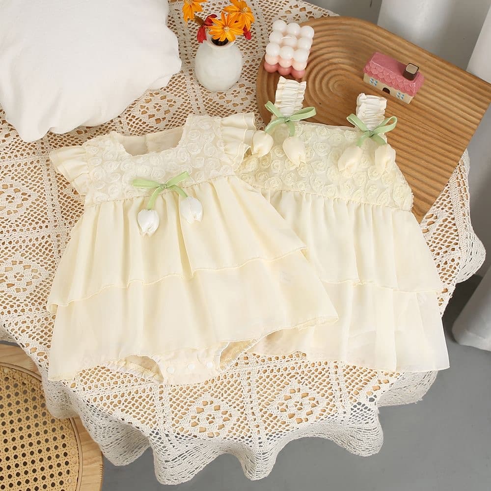 Baby Girl Summer Thin One-Piece Clothes Princess Style Bottom Skirt Infant Romper Short Sleeve Hoodless Cotton Gentle Lady