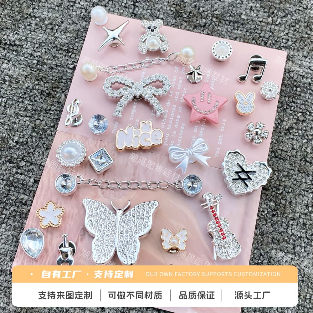 Outdoor Croc DIY Shoe Buckles Bow Heart Star Chain Rabbit Beach Bag Accessories Removable Decorative Buckles