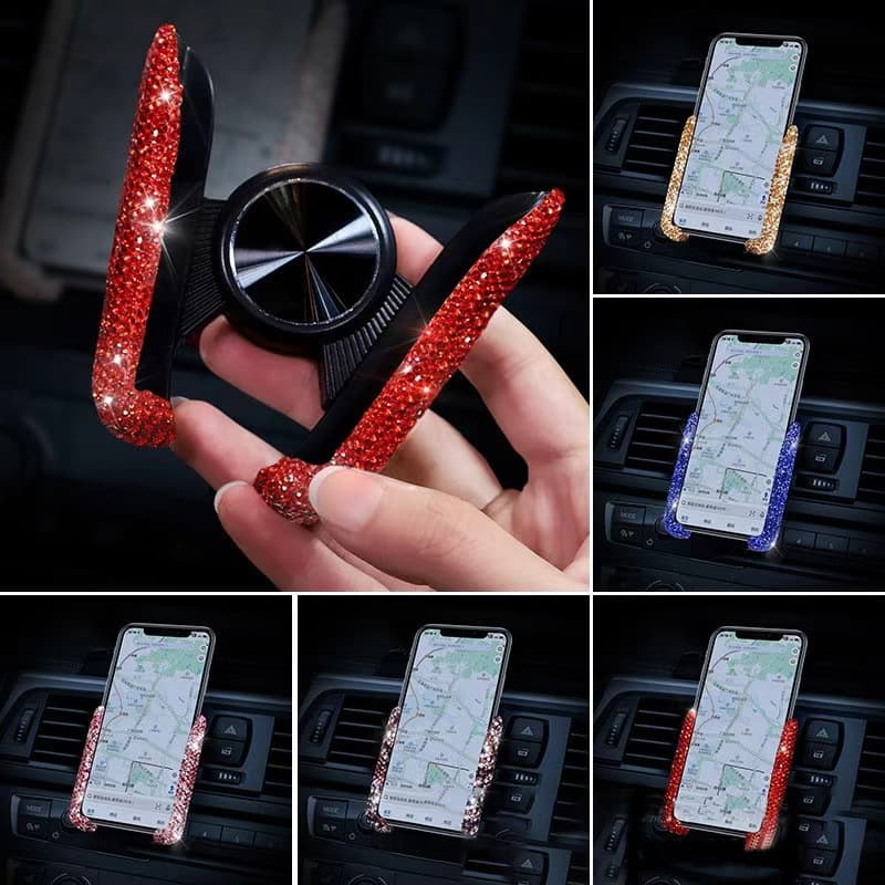 Car Diamond Phone Holder Navigation Bracket Dual-Use Air Vent Seat Gravity Phone Holder Female Bracket