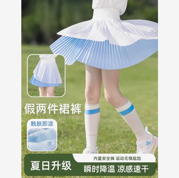 Girls' Skirt 2026 Summer New Children's Quick-Dry Short Skirt Sport Set Stylish Badminton Pleated Skort