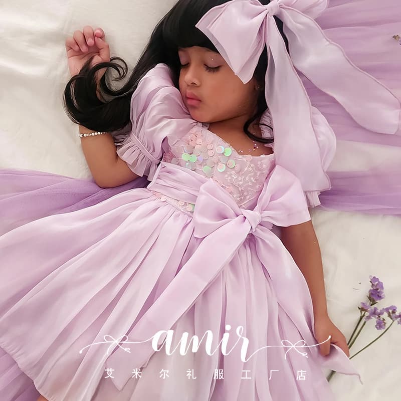 Kids Dress Purple Girls Birthday Dress Princess Dress Cross-border Flower Girl Tutu