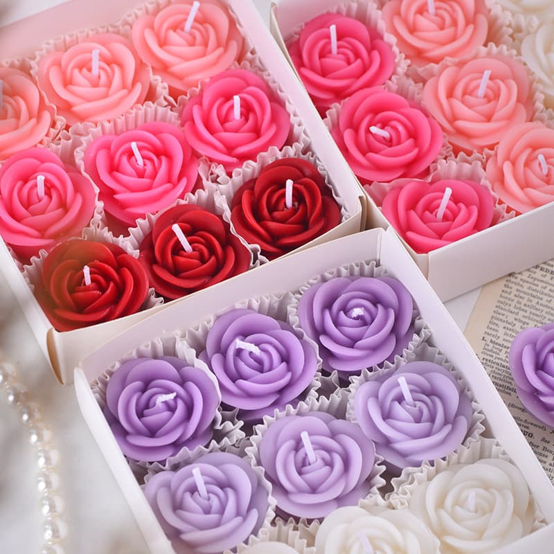 Rose Gift Box Set Scented Small Candles Wedding Valentine's Day Decoration Handmade Candles Home Decor Ornaments
