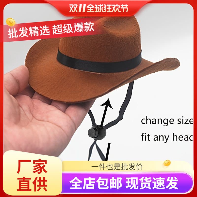 Western cowboys are busy! Cat hats, dog headbands, accessories, helmets, cute and adorable mini pet photos.