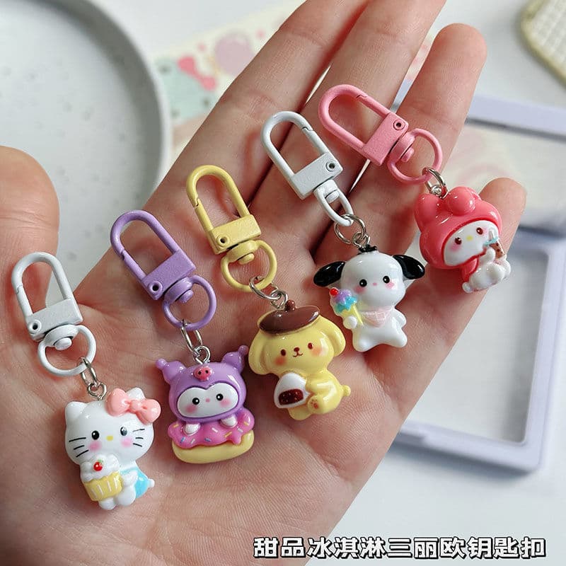 Color buckle E49 new dessert Sanrio keychain kt cat Pacha dog cartoon school bag pendant for classmates and best friends