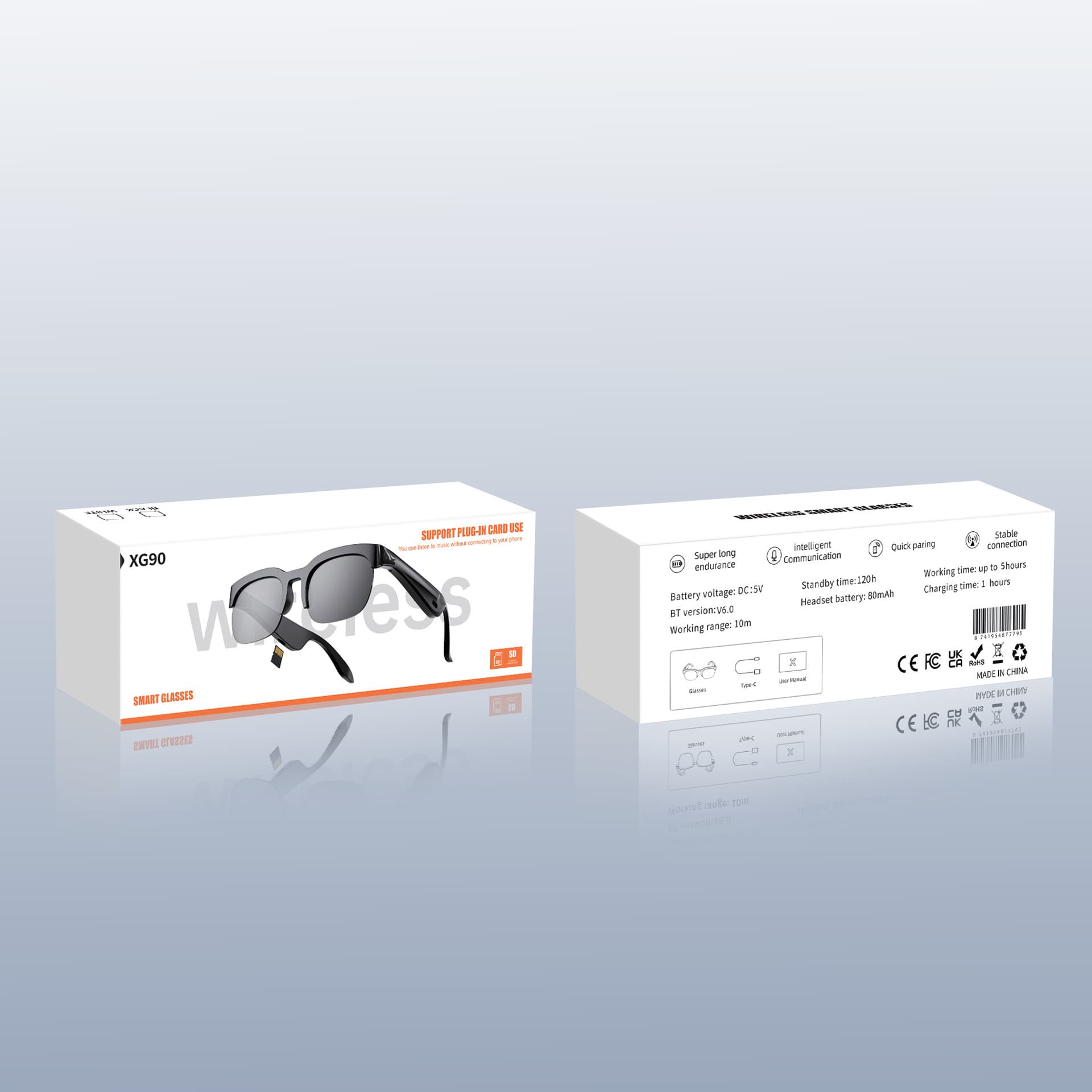 AI glasses XG90 can insert TF card stereo with translation wireless headset smart bluetooth smart watch can insert card