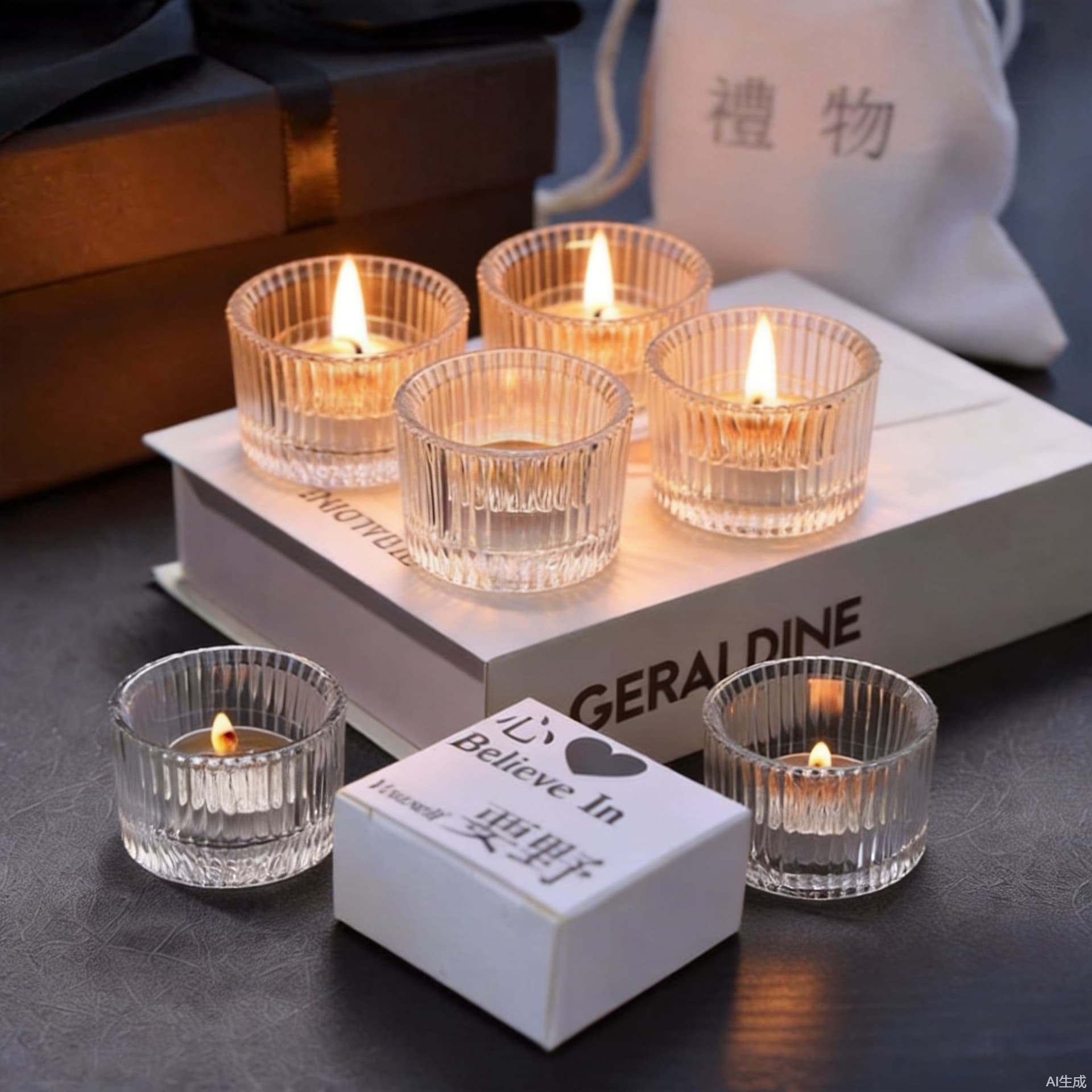 Colorful Round Vertical Grain Glass Candle Cup Aromatherapy Candle Holder Glassware Amazon Home Transparent Candle Jar