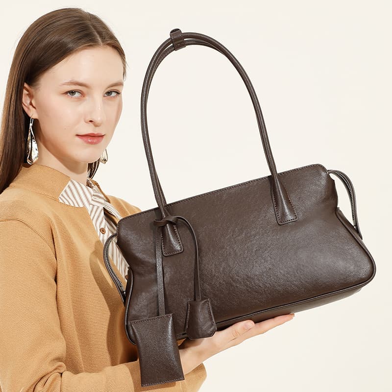 Vintage Trendy Shoulder Bag Underarm Small Niche Genuine Leather Handbag for Women 2026 New Vegetable-Tanned Cowhide Pillow Bag